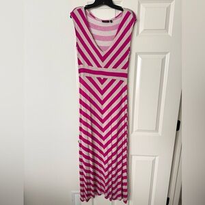 Pink and Tan Striped Maxi Dress